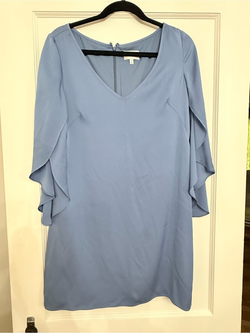 Milly Powder Blue Cape Sleeve Silk Blend V-Neck Shift Mini Dress 6
